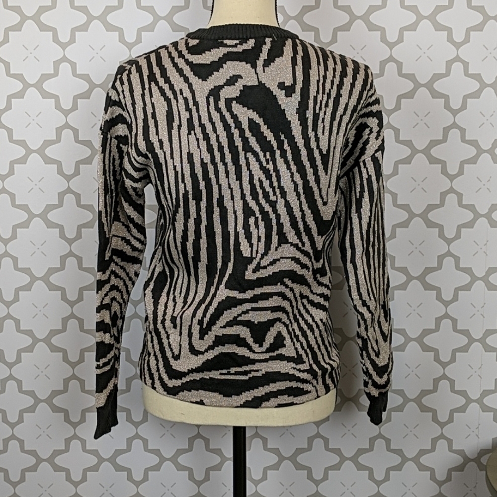 Zebra Pattern Black and Cream Sweater - Picture 2 of 3